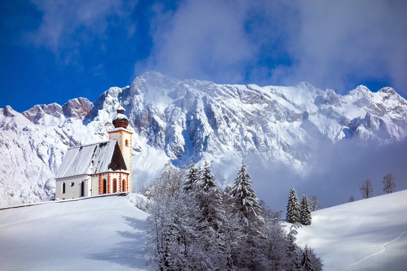 Chapel in Snowy Mountains — White