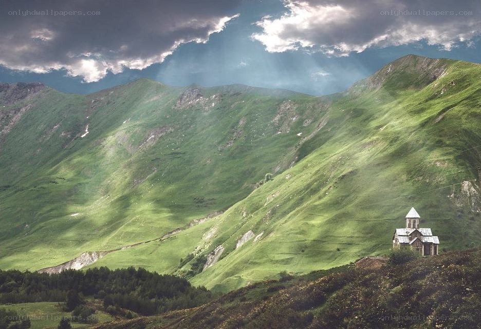 Chapel on a green mountain