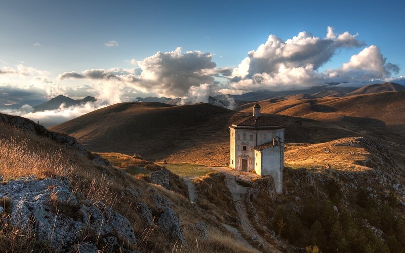 Chapel on a Hill — Blue, Serene
