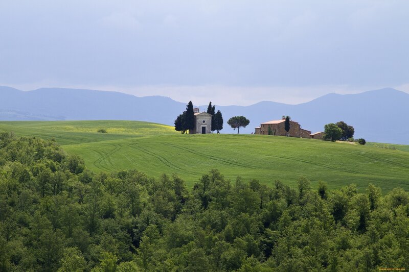 Chapel on a Hill — Green, Serene, Afternoon, Photograph