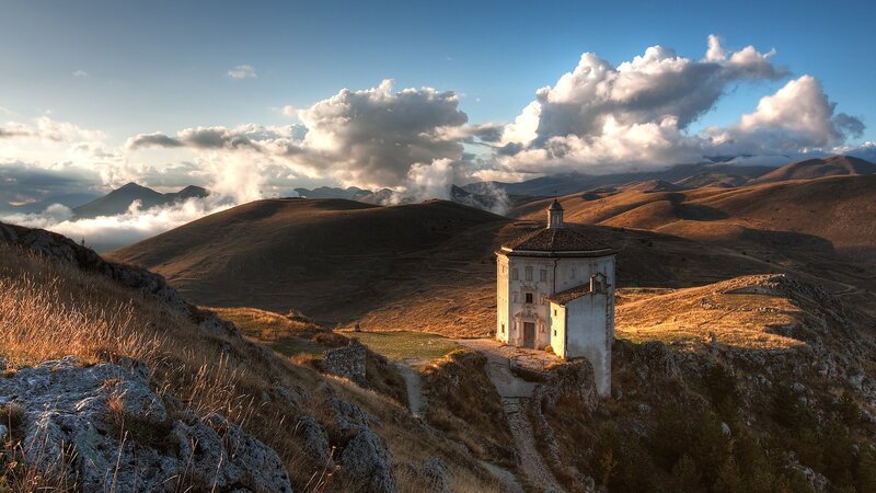 Chapel on a Hillside — Blue