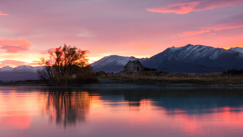Chapel on a Lake Shore