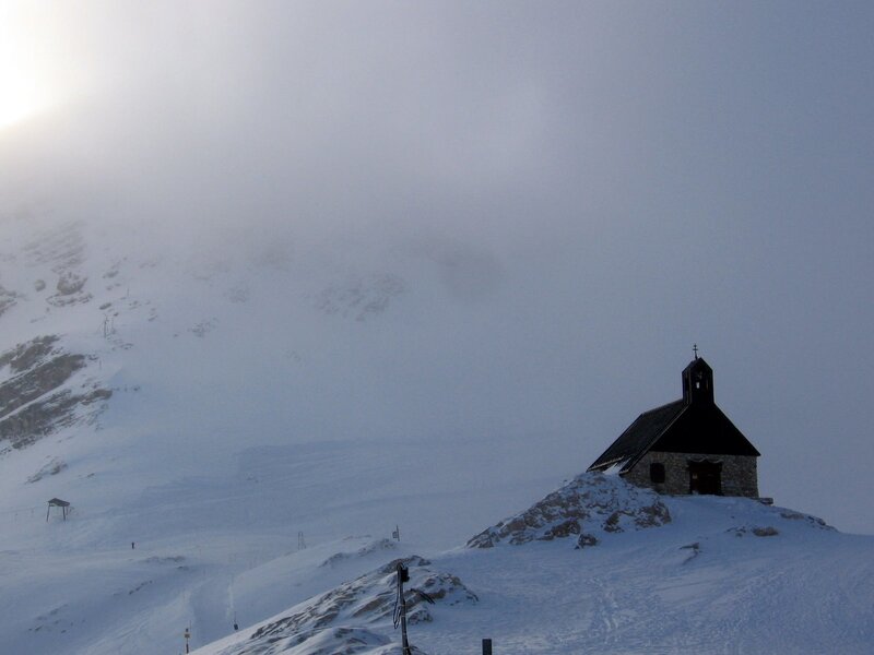 Chapel on a snowy mountain