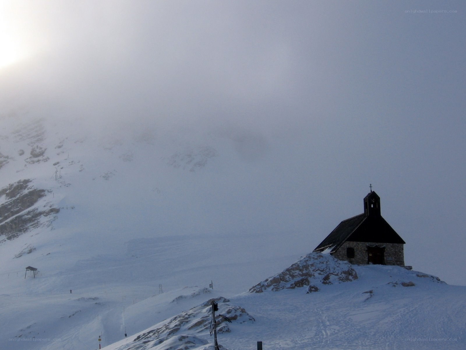 Chapel on a snowy mountain