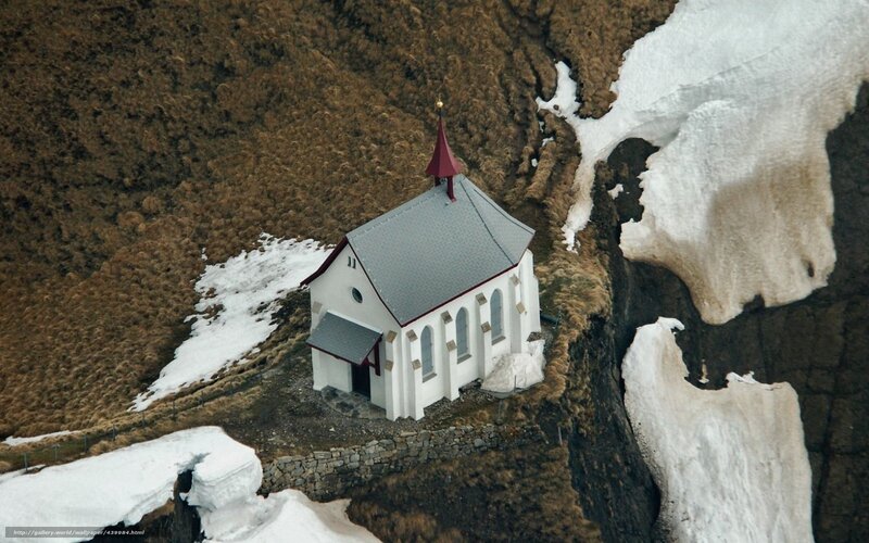 Chapel on a snowy mountain