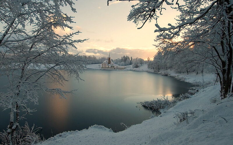 Chapel on Lake Island — White