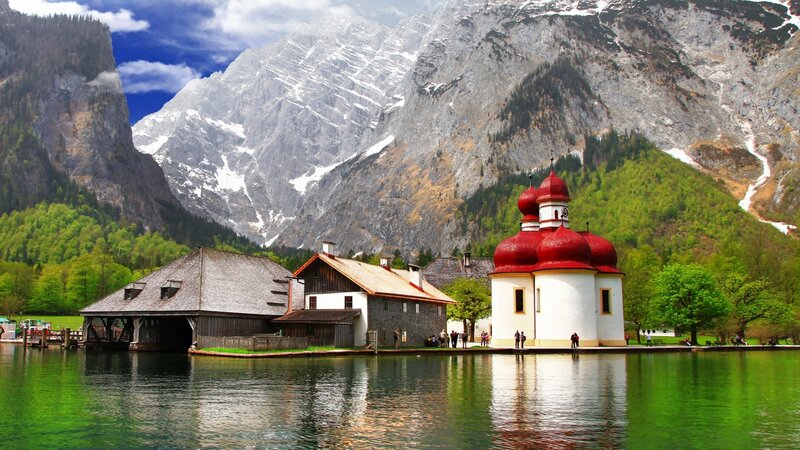 Chapel on Lake Shore — Green, Serene, Summer