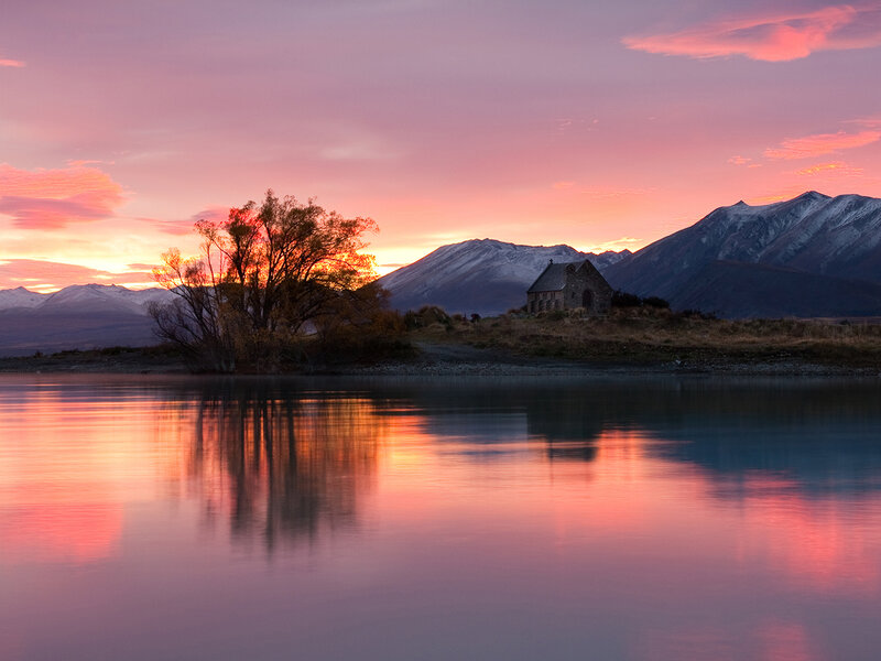 Chapel on Lake Shore — Pink