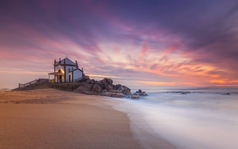 Chapel on Rocky Beach — Purple