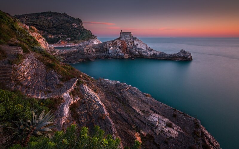 Chapel on Rocky Cliff — Blue
