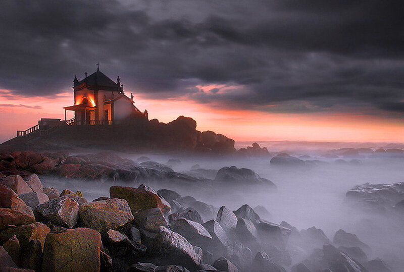 Chapel on Rocky Shore — Orange