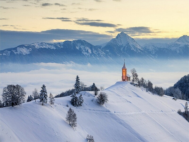 Chapel on Snowy Hill — White, Serene