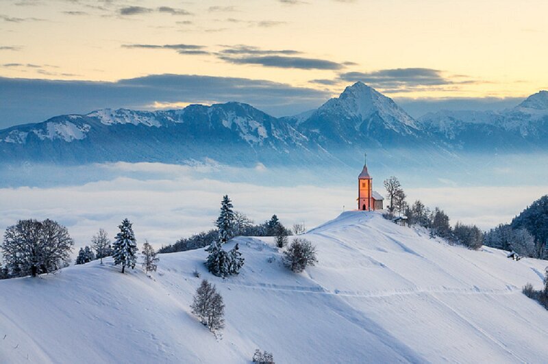Chapel on Snowy Hill — White, Serene, Winter