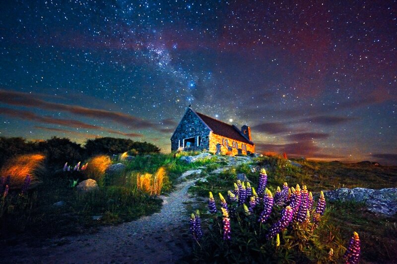 Chapel under Starry Sky — Purple