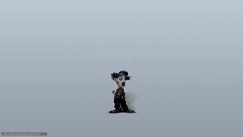 Chaplin character on gray background