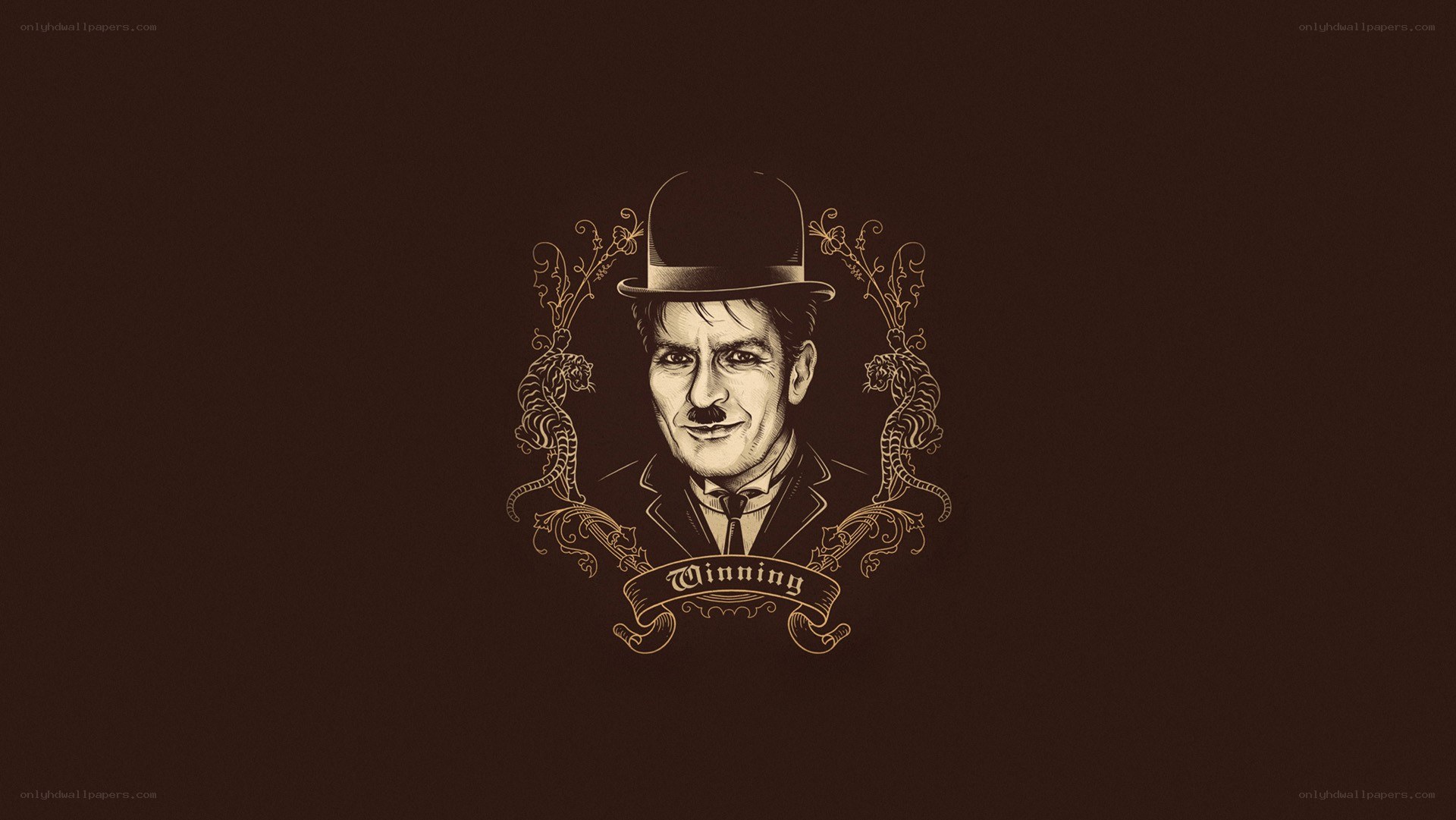 Chaplin portrait with 'Winning' text