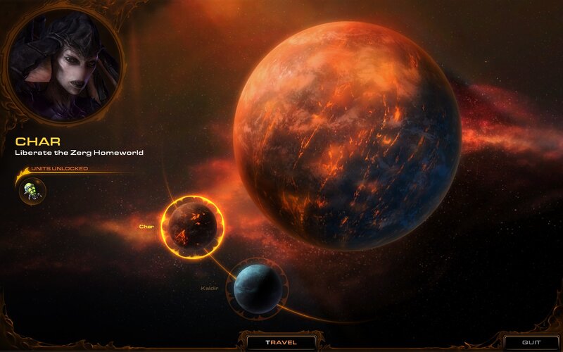 Char planet selection screen