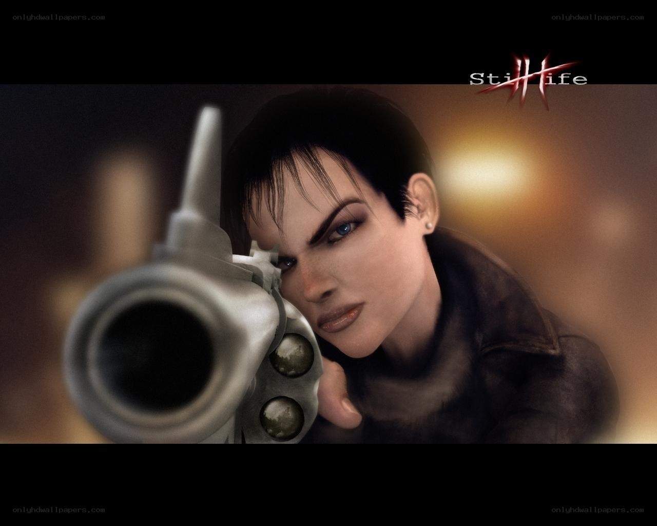 Character aiming a revolver