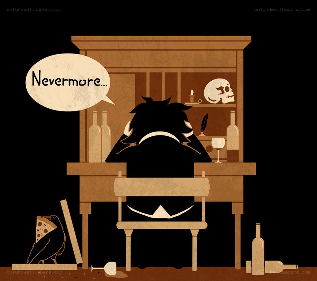 Character at a bar with skull