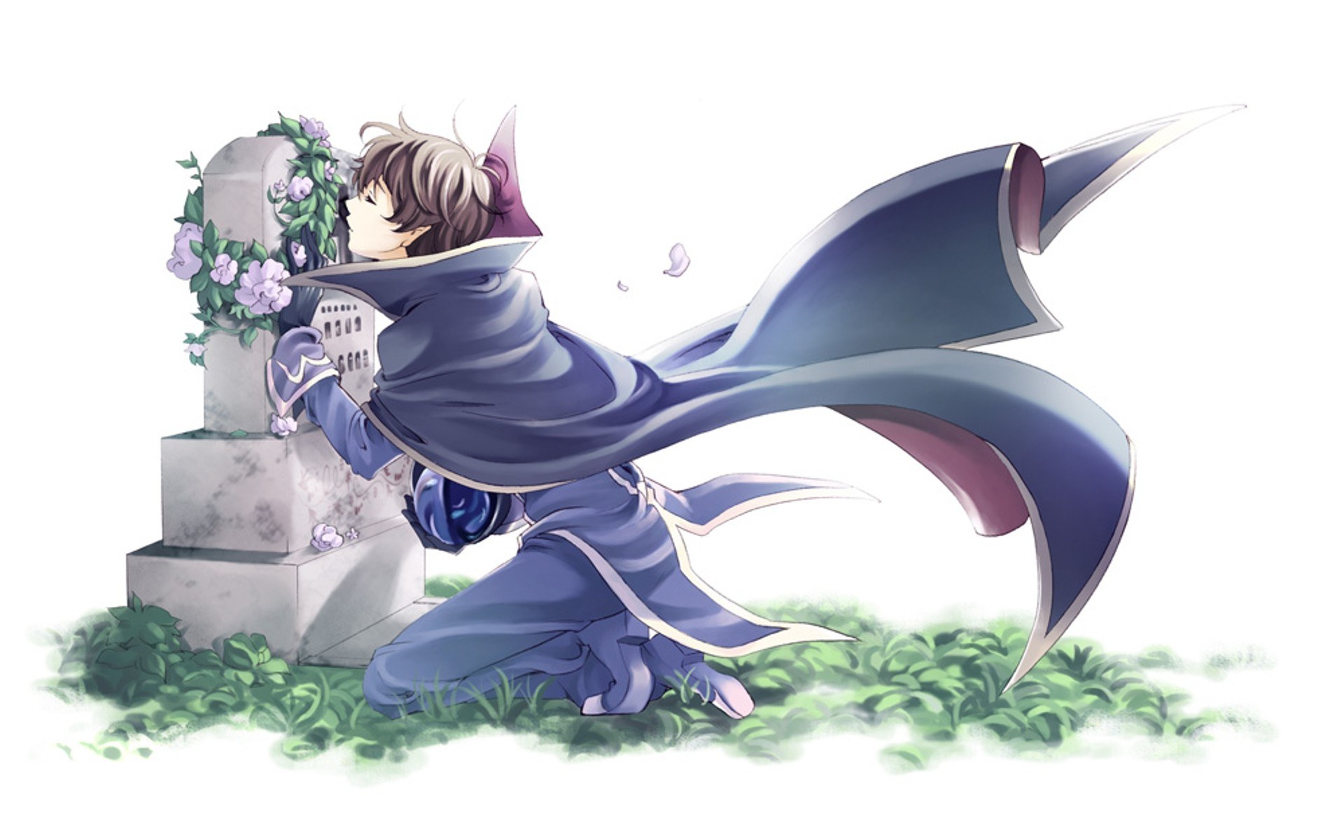 character at a grave