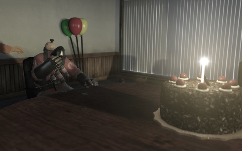 Character at birthday table