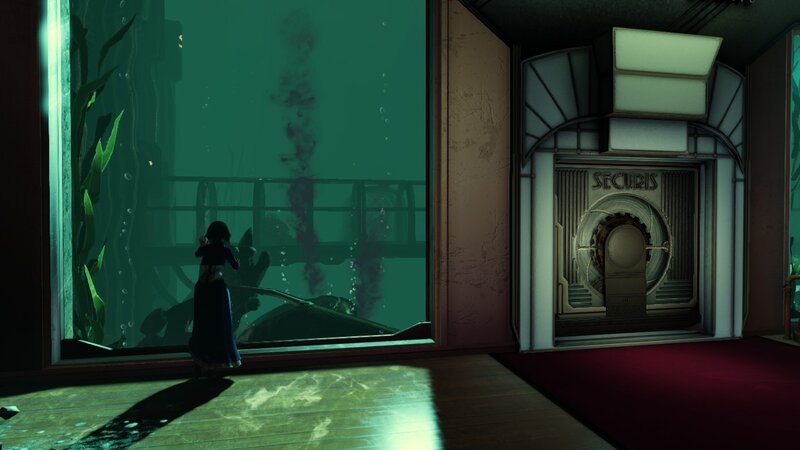 character at underwater window