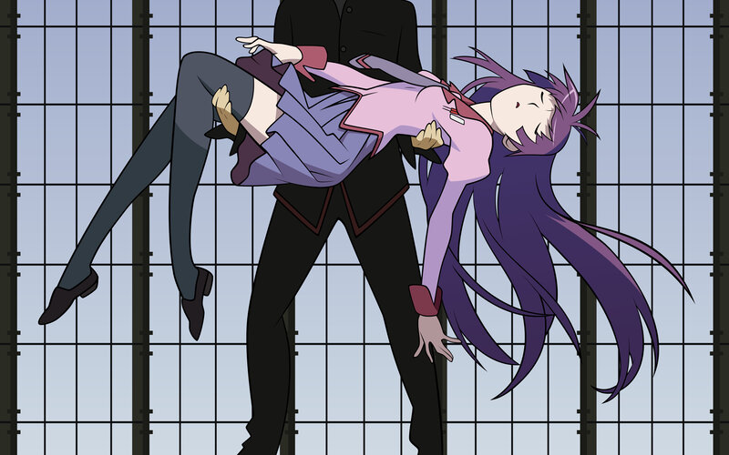 Character being carried in a school uniform