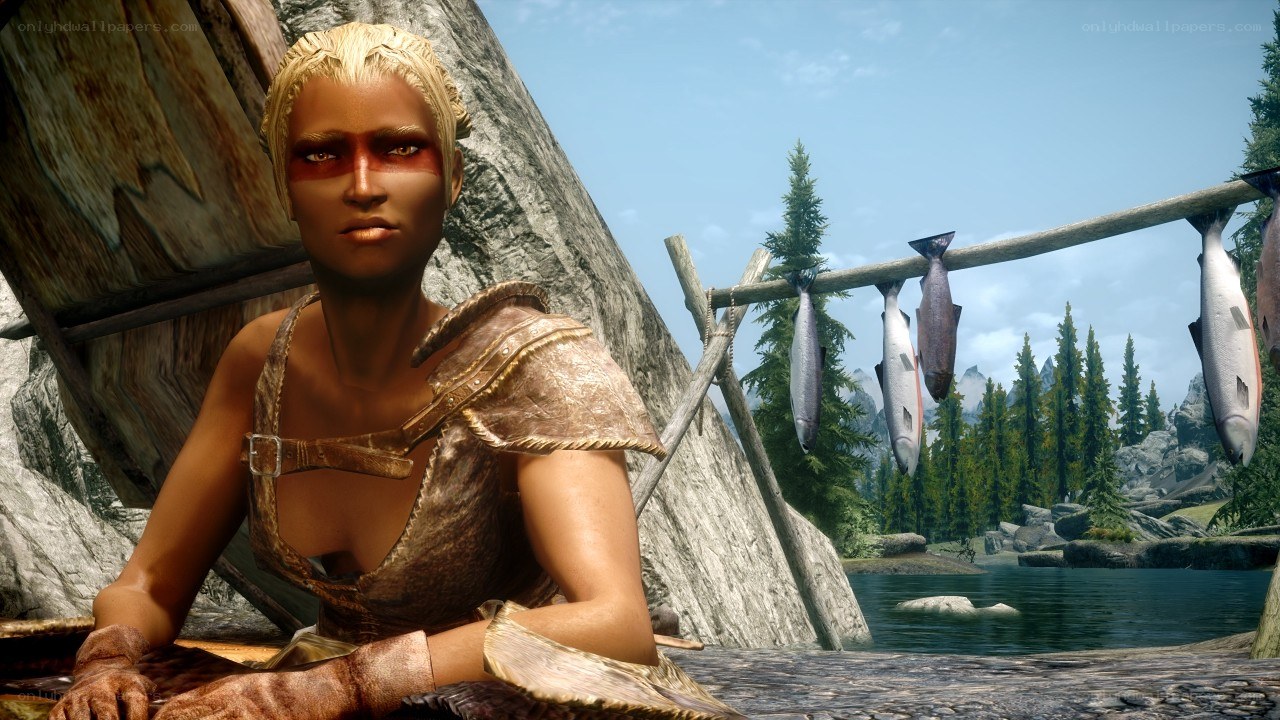 character by a lakeside