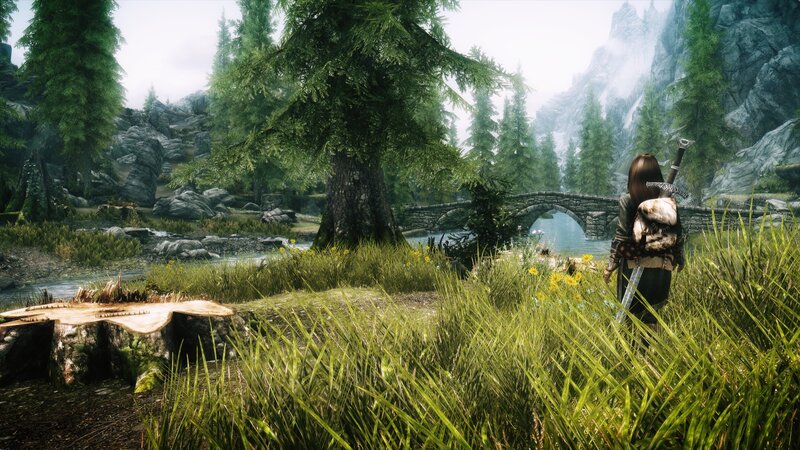 Character by a river bridge