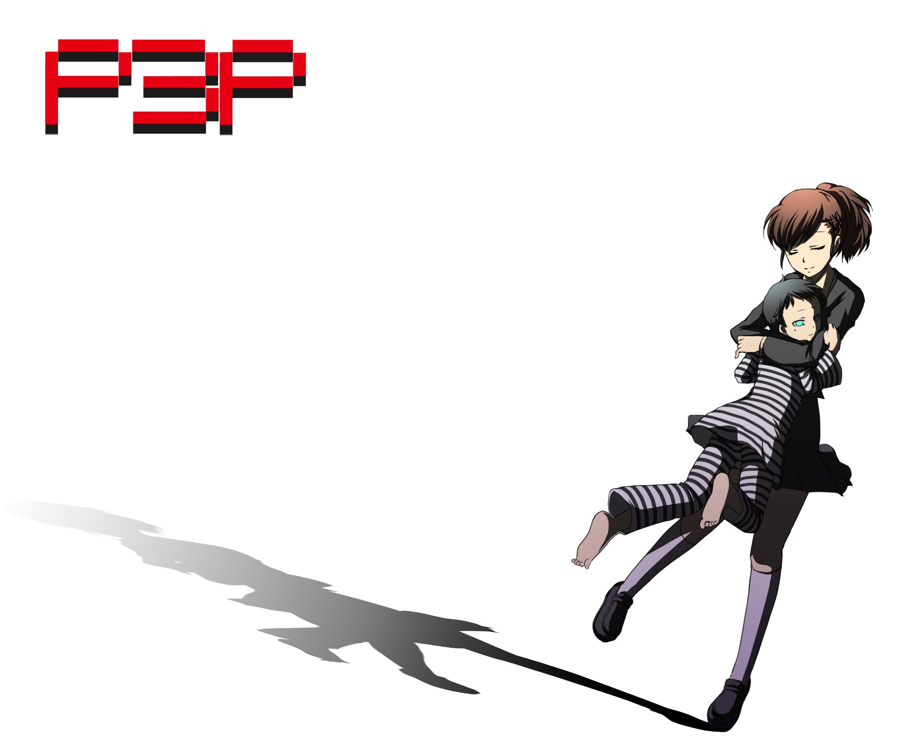 Character carrying child in motion