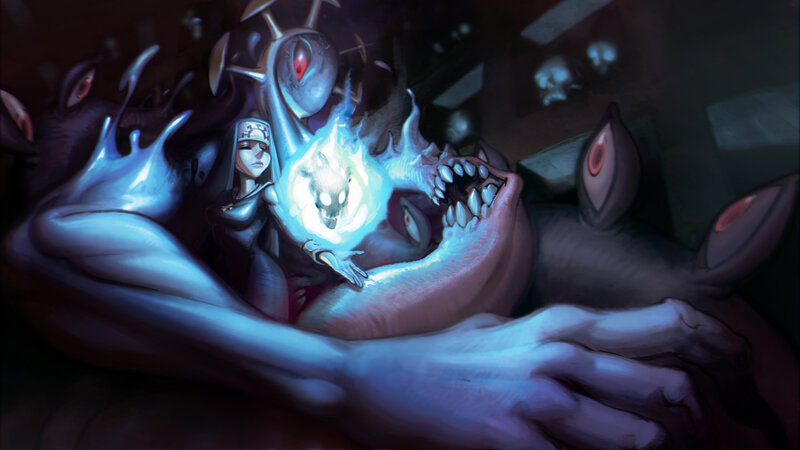 Character Casting Spell — Blue, Dark, Dramatic