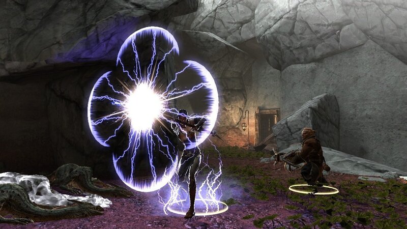 character casting spell in cave
