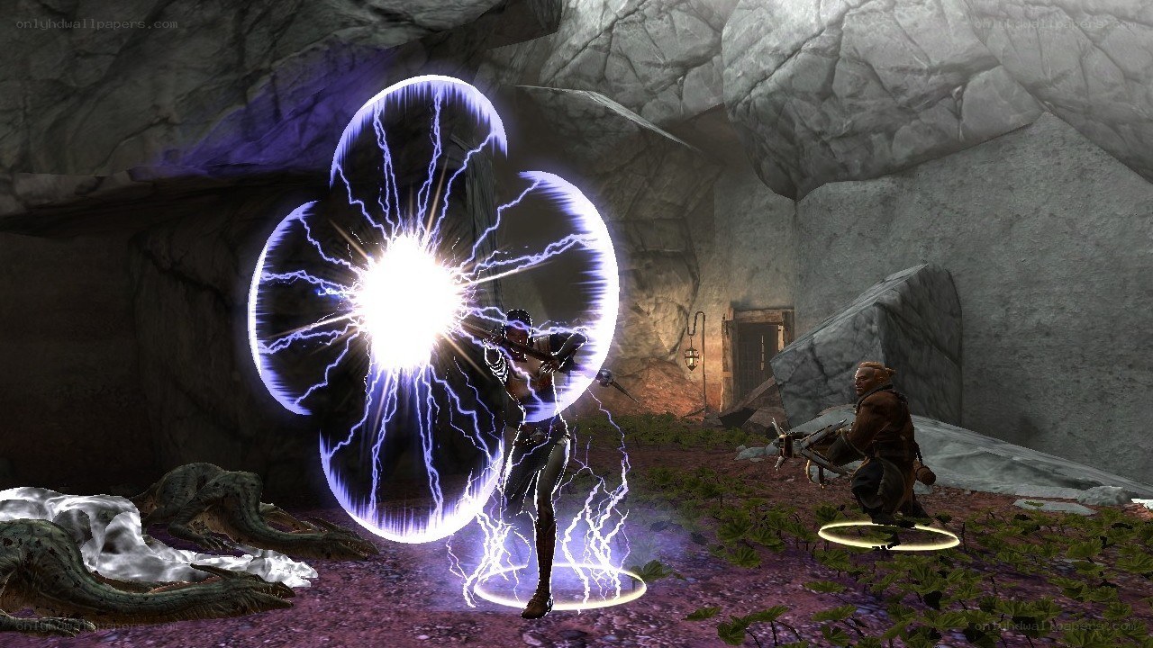 character casting spell in cave