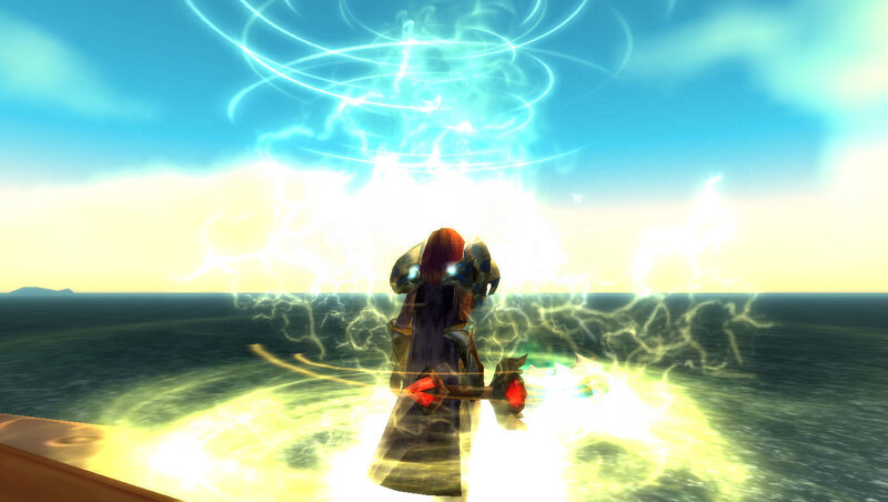 character casting spell on beach