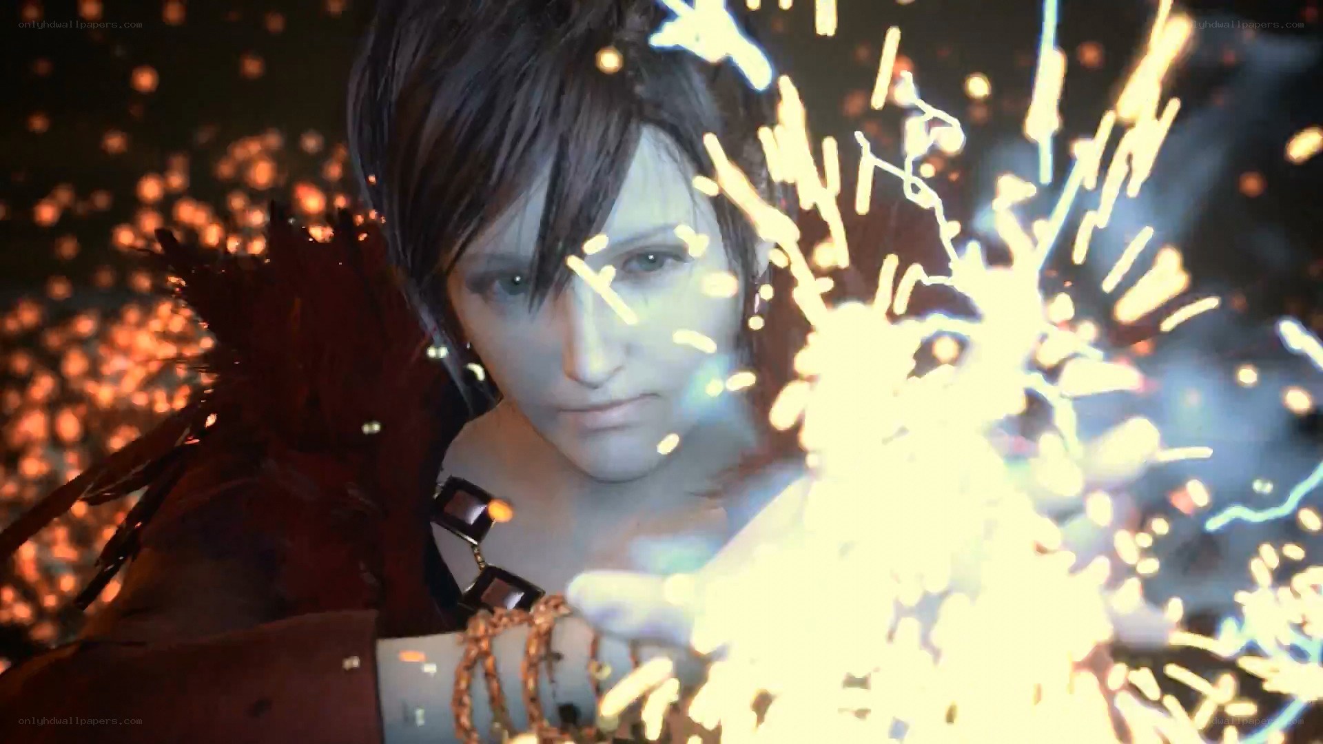 Character casting spell with sparks