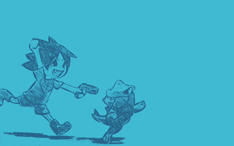 character chasing creature