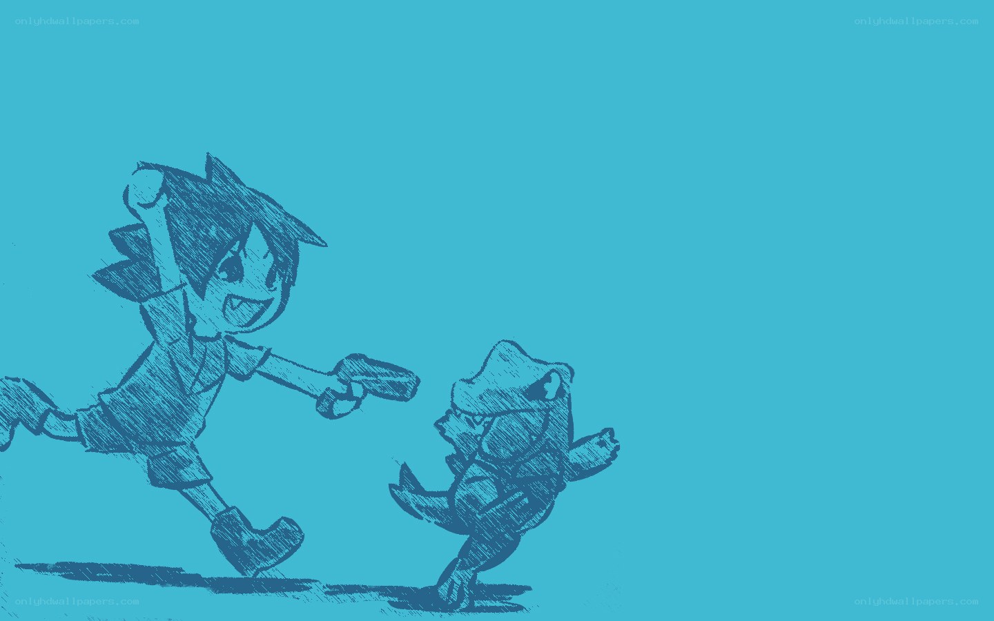 character chasing creature