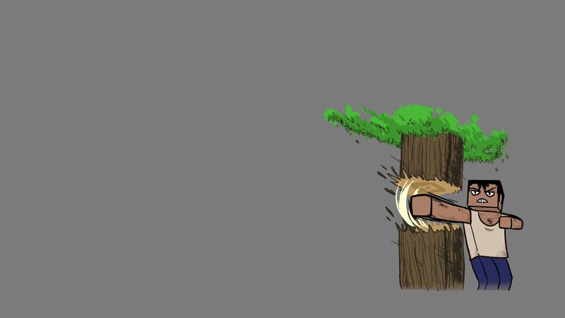 character chopping wood