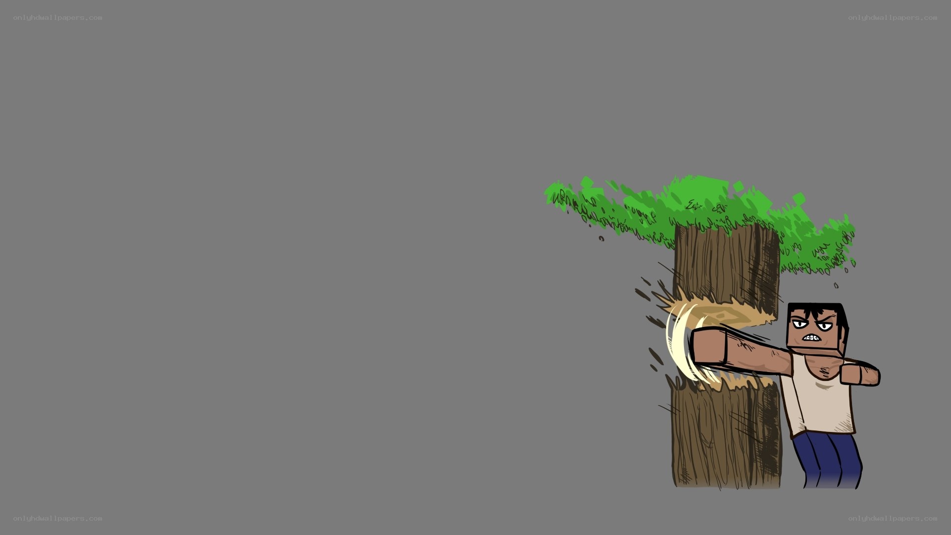 character chopping wood