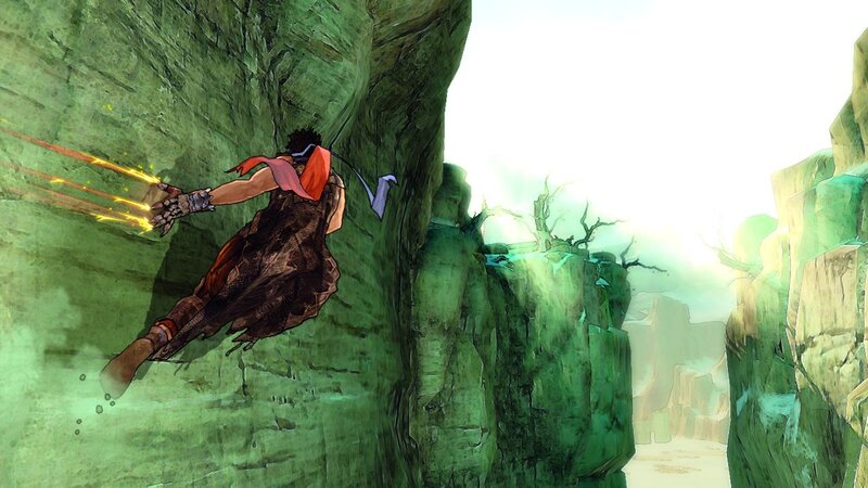 Character Climbing Cliff — Green
