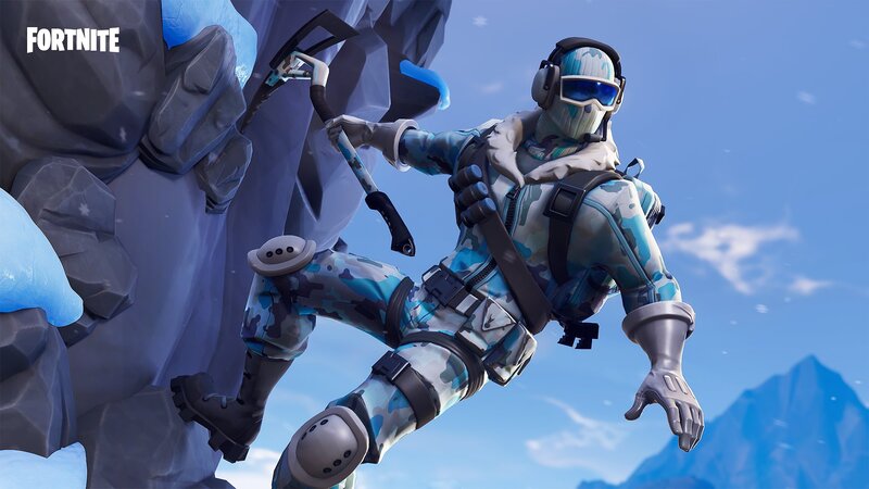 Character Climbing Mountain — Blue