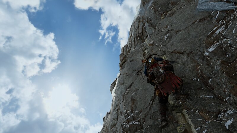 Character Climbing Mountain — Gray