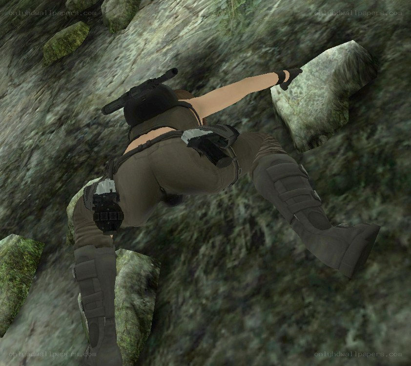 character climbing rocky terrain