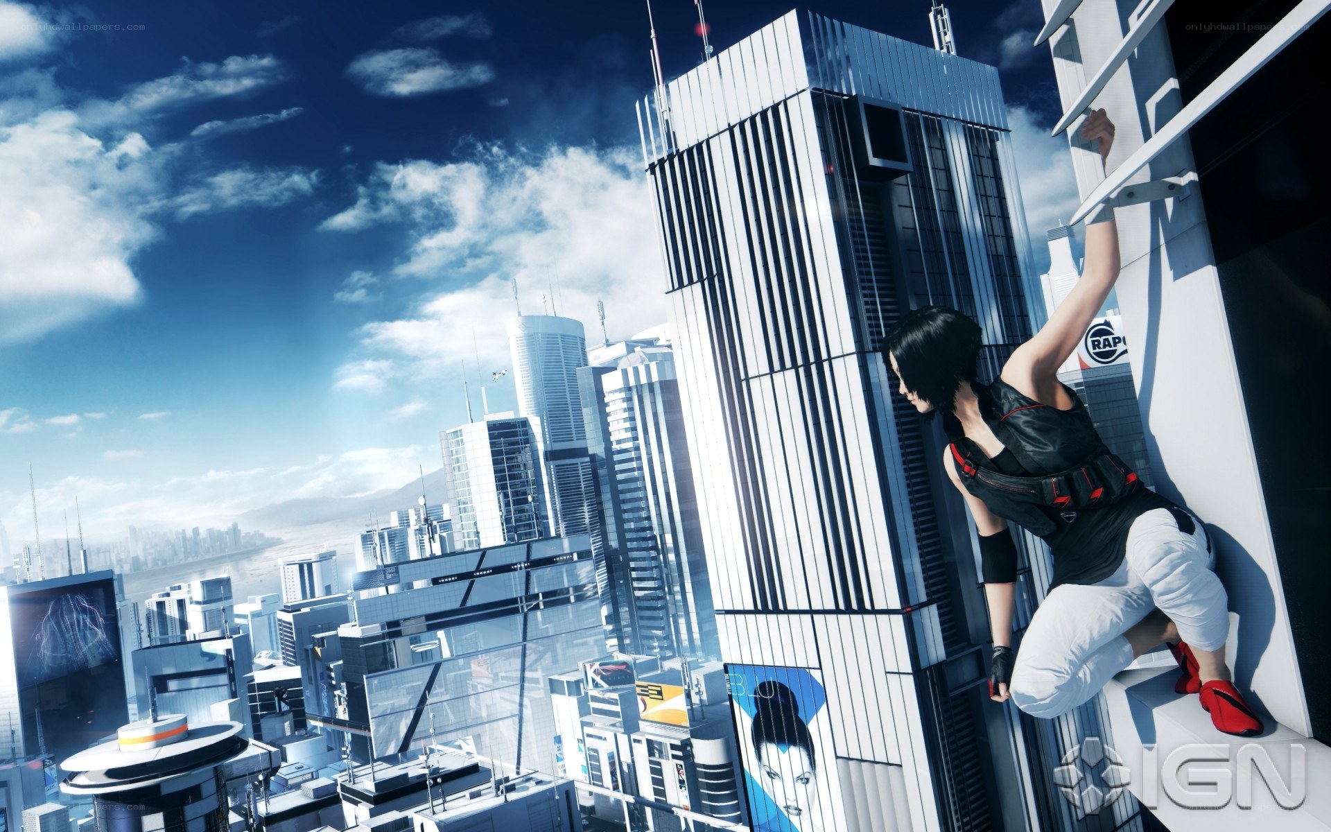 character climbing skyscraper