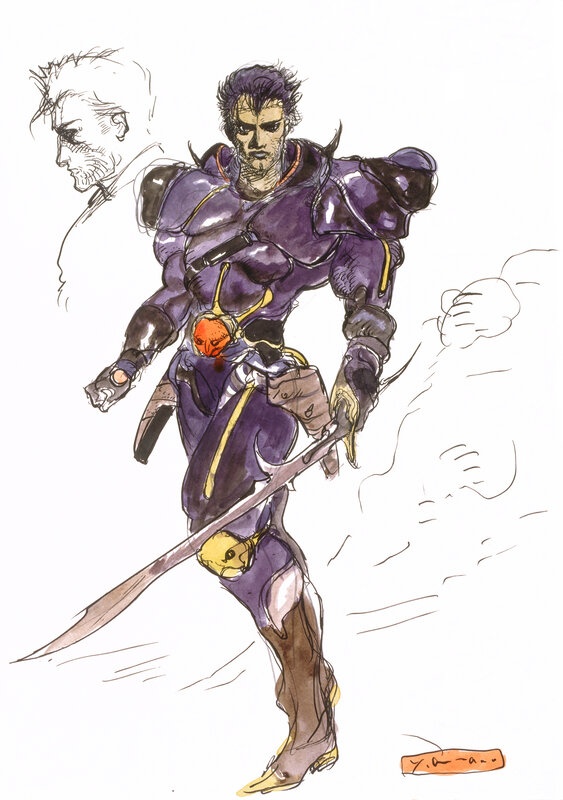 Character concept art with sword