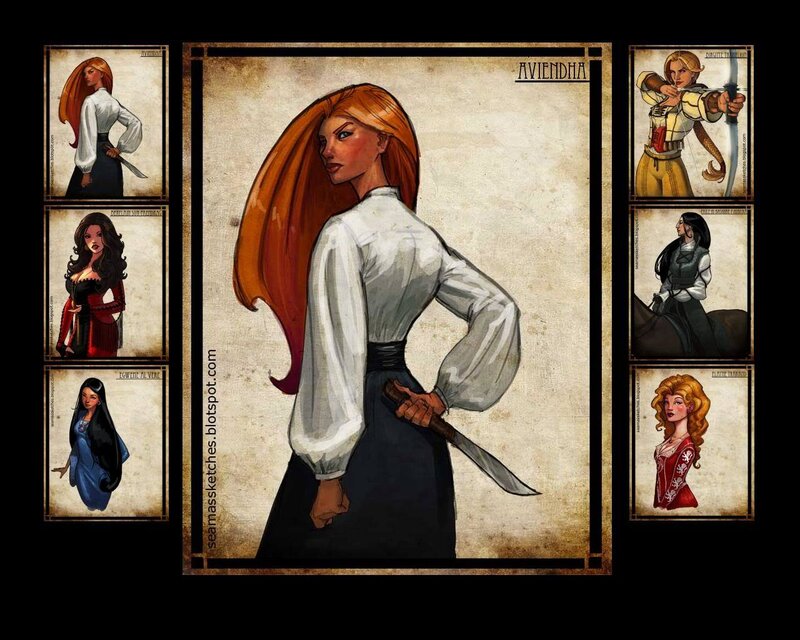 Character design sheet for Avienda