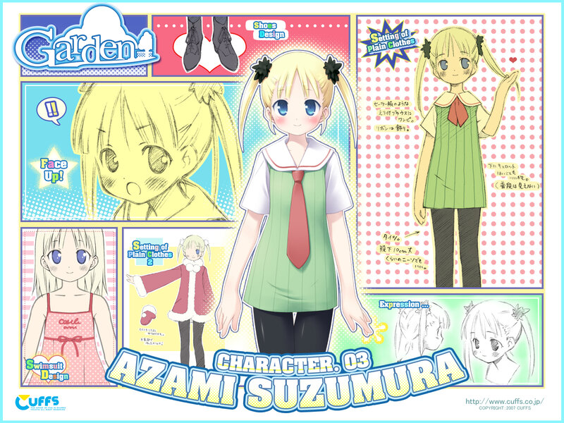 Character design sheet for Azami Suzumura