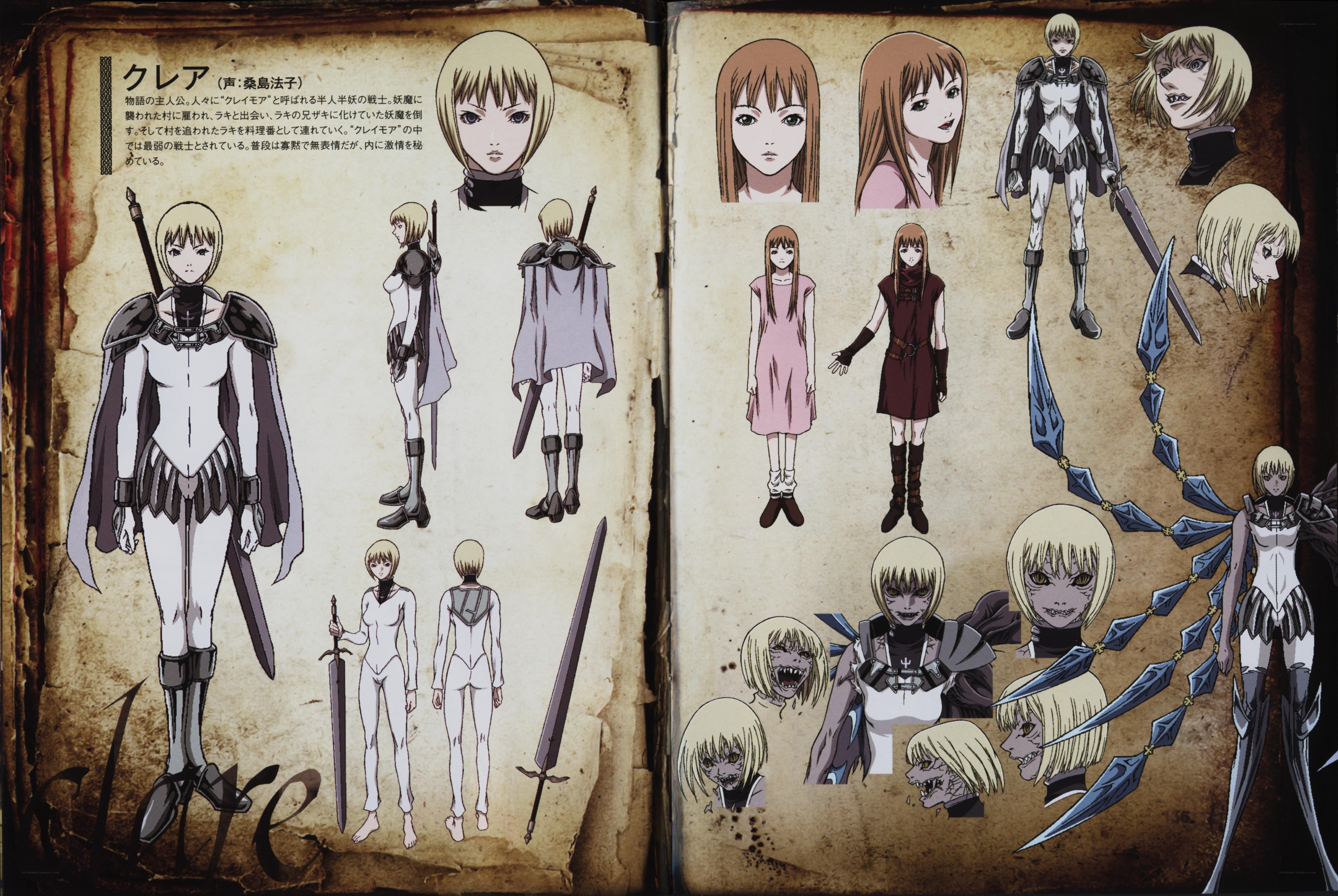 Character design sheet for Claire
