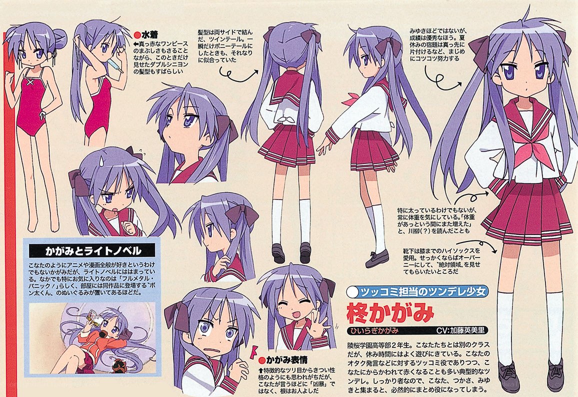 Character design sheet for Kagami