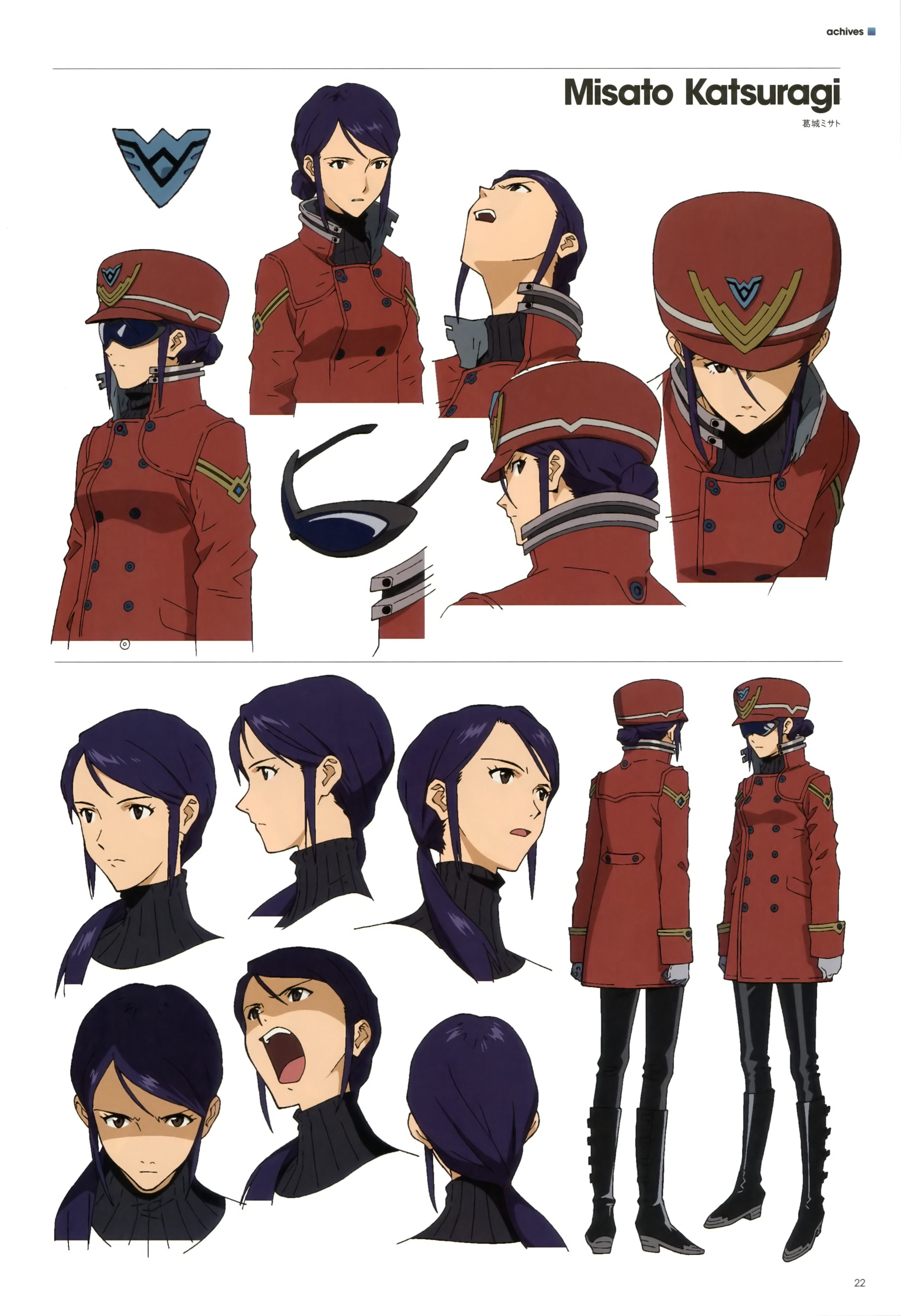character design sheet for Misato Katsuragi
